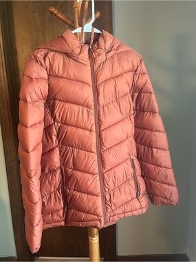 Charter Club Rust-Colored Quilted Hooded Puffer Jacket